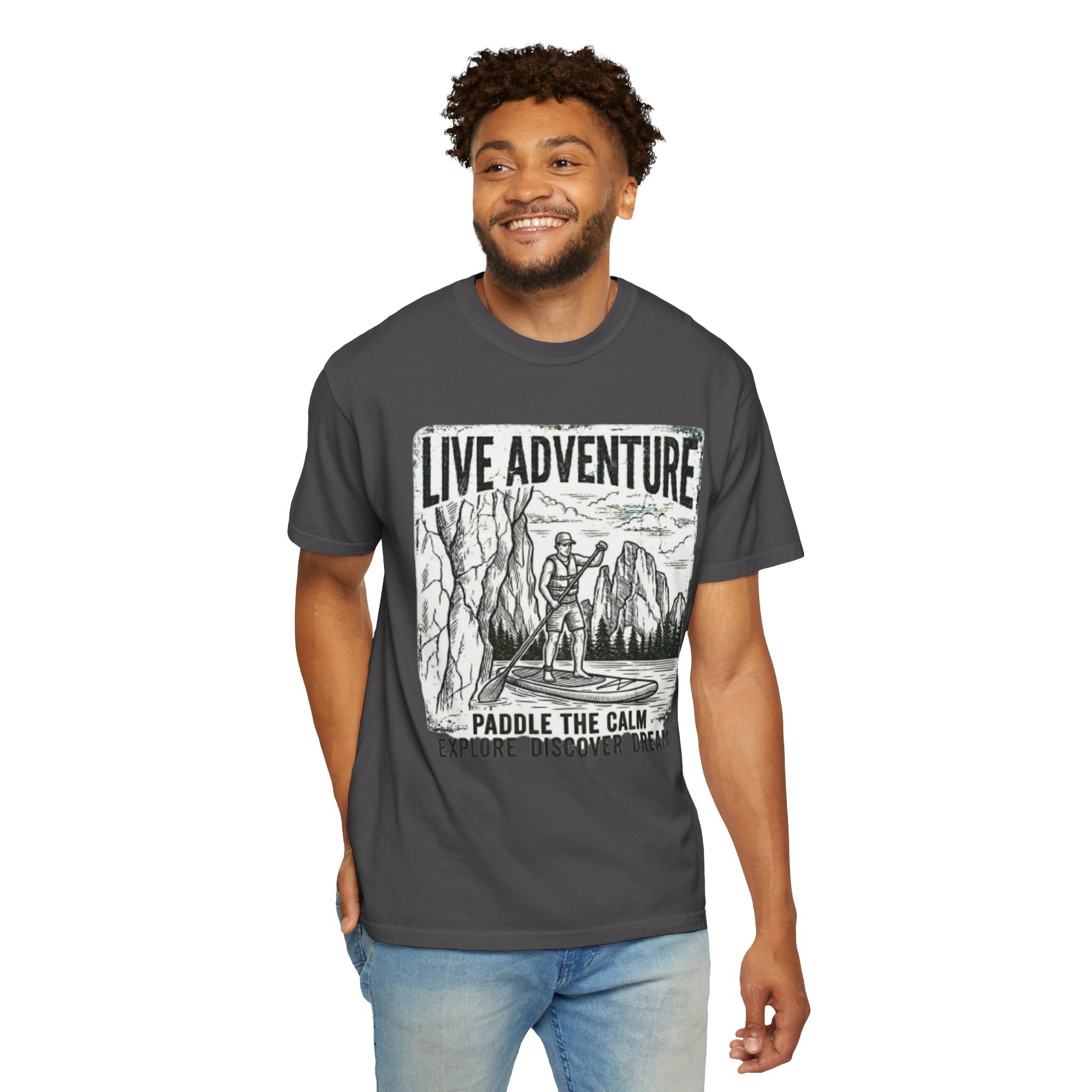 "Live Adventure - Paddle Board" Unisex Garment-Dyed Tee