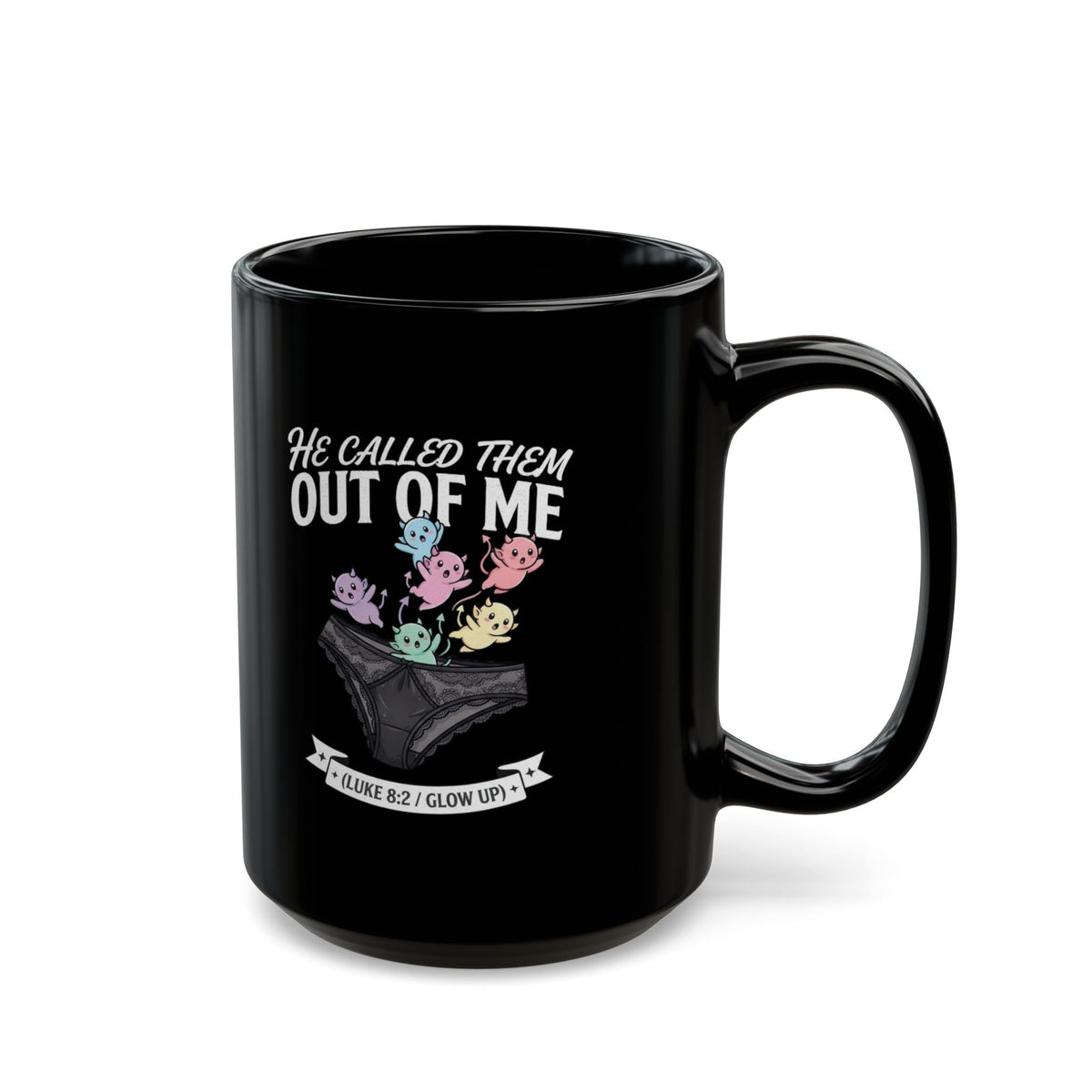 "Good Book Series He Called Them Out Of Me" Black Ceramic Mug