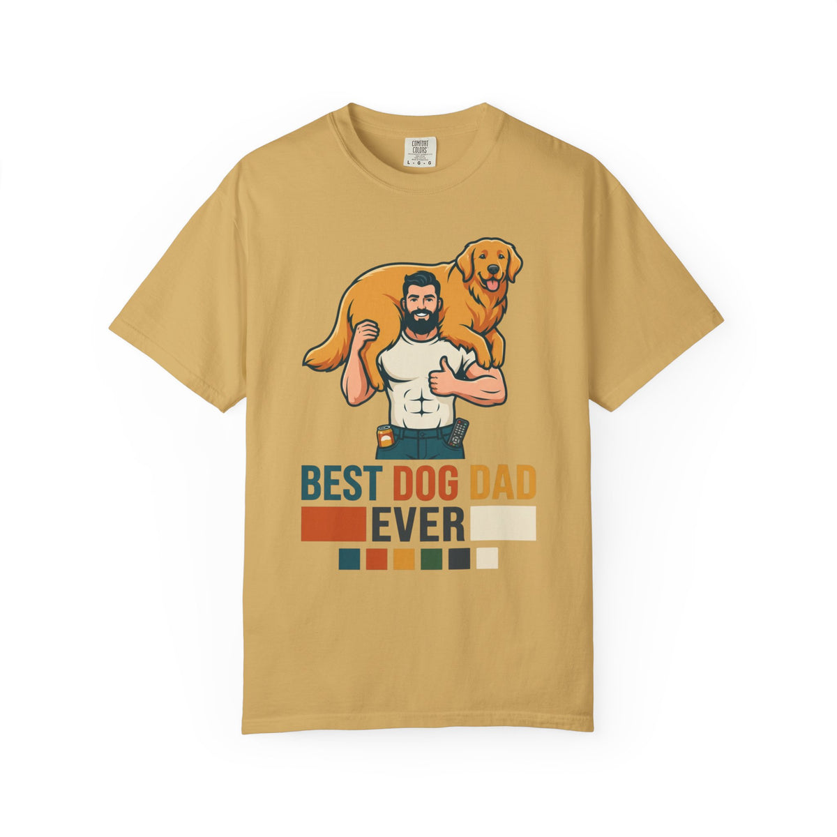 Color: Mustard | Best Dog Dad Unisex Garment-Dyed Tee