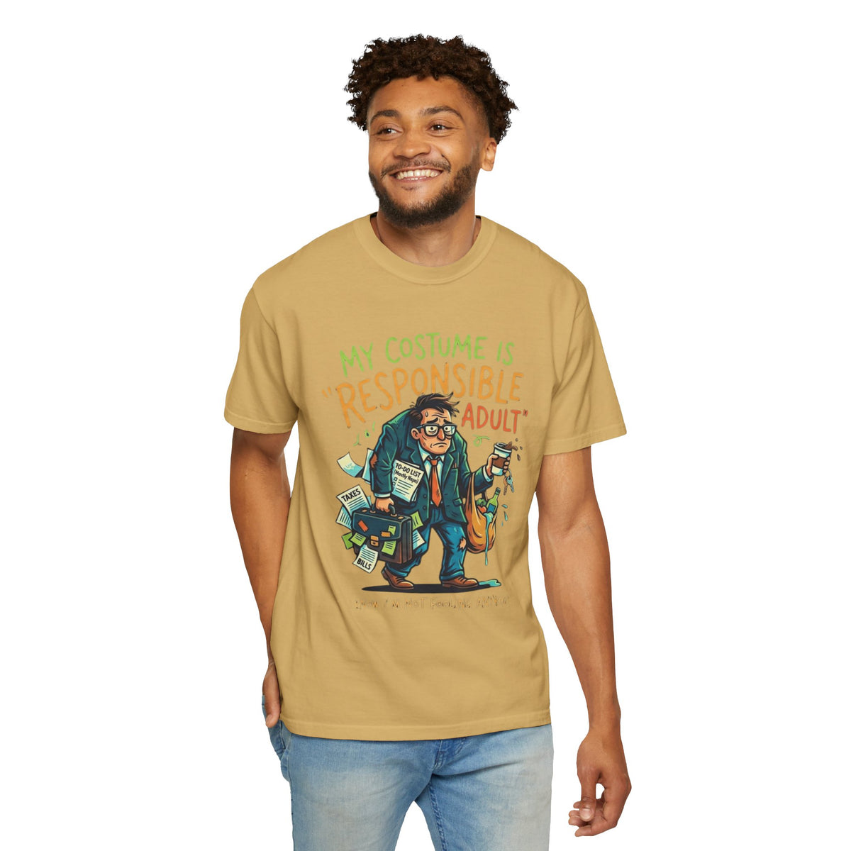 Color: Mustard | Responsible Adult Costume Unisex Garment-Dyed Tee