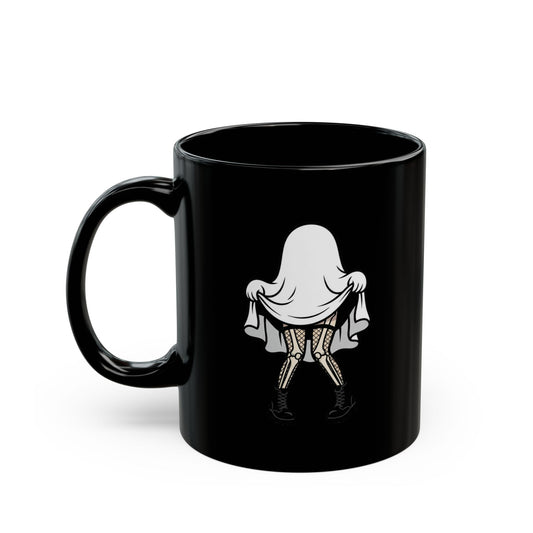 "Sheet Pulled Up Ready to Nut" Black Ceramic Mug — Graphic