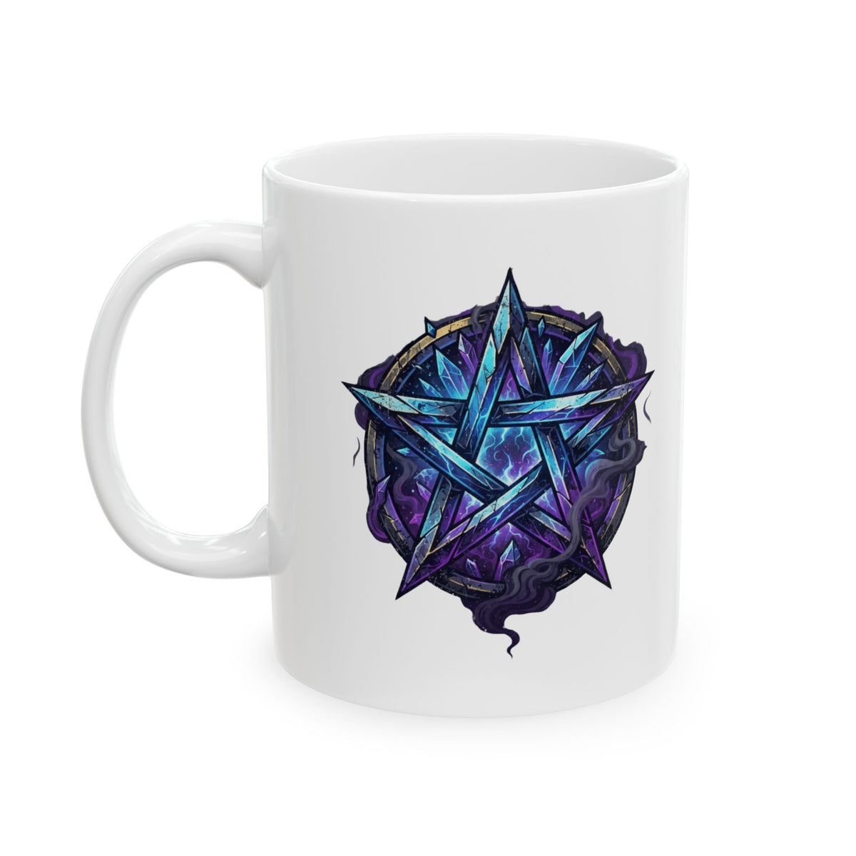 "Cosmic Spectrum Pentacle" White Ceramic Mug — Graphic