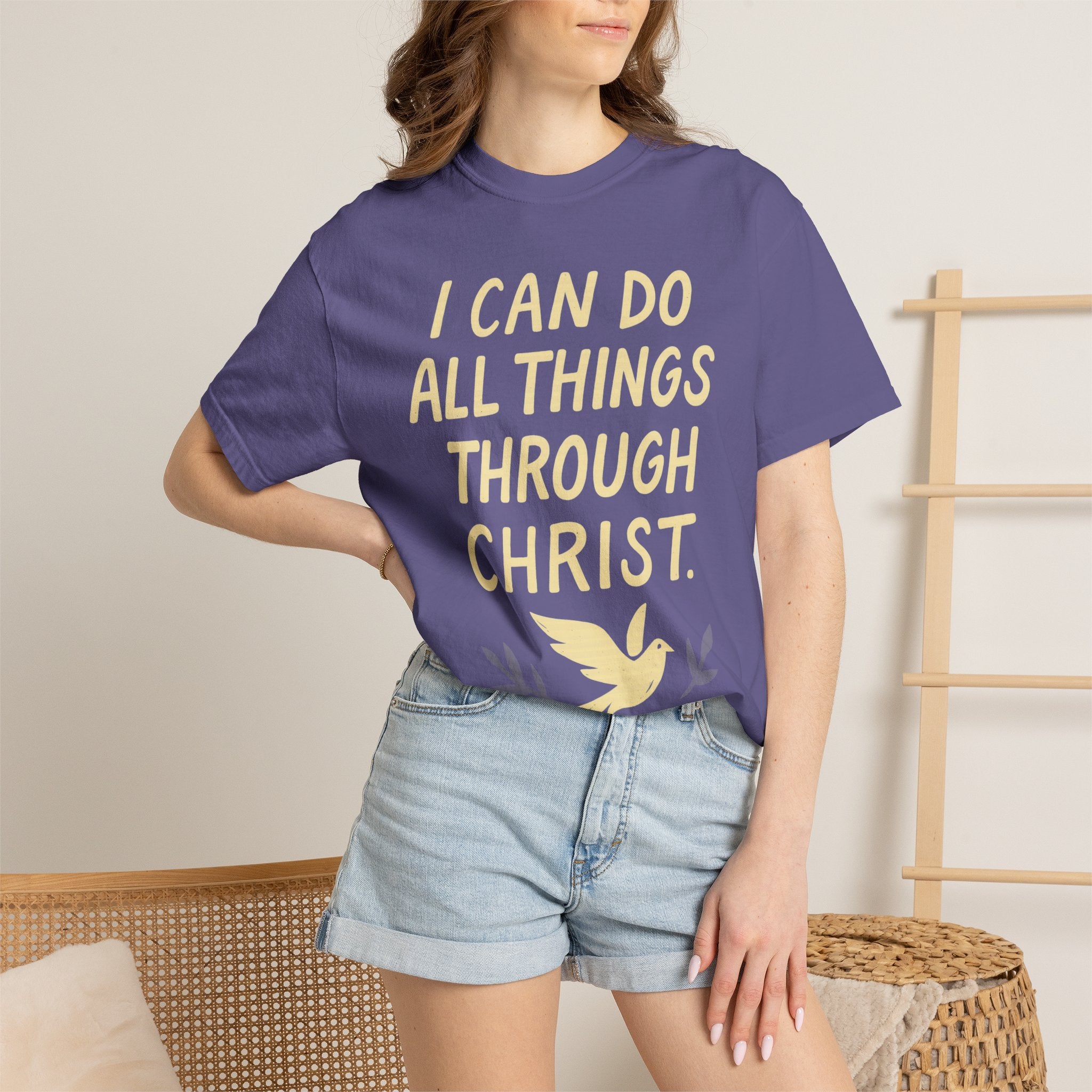 “I Can Do All Things Through Christ – Philippians 4:13” Unisex Garment-Dyed T-shirt