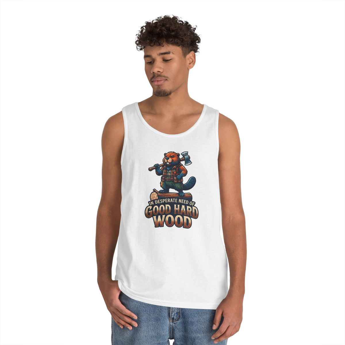 Color: White | In Desperate Need of Good Hard Wood Tank Top