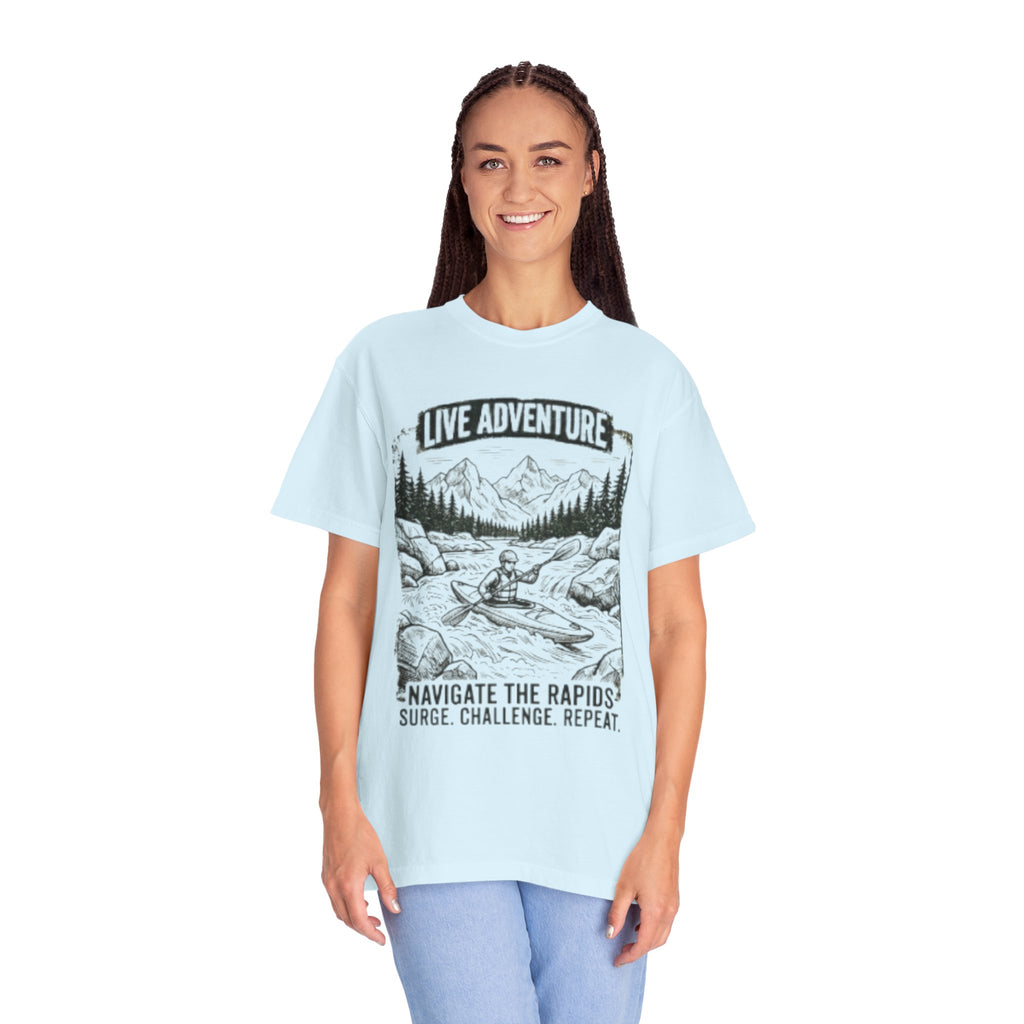 "Live Adventure - Kayak" Unisex Garment-Dyed Tee