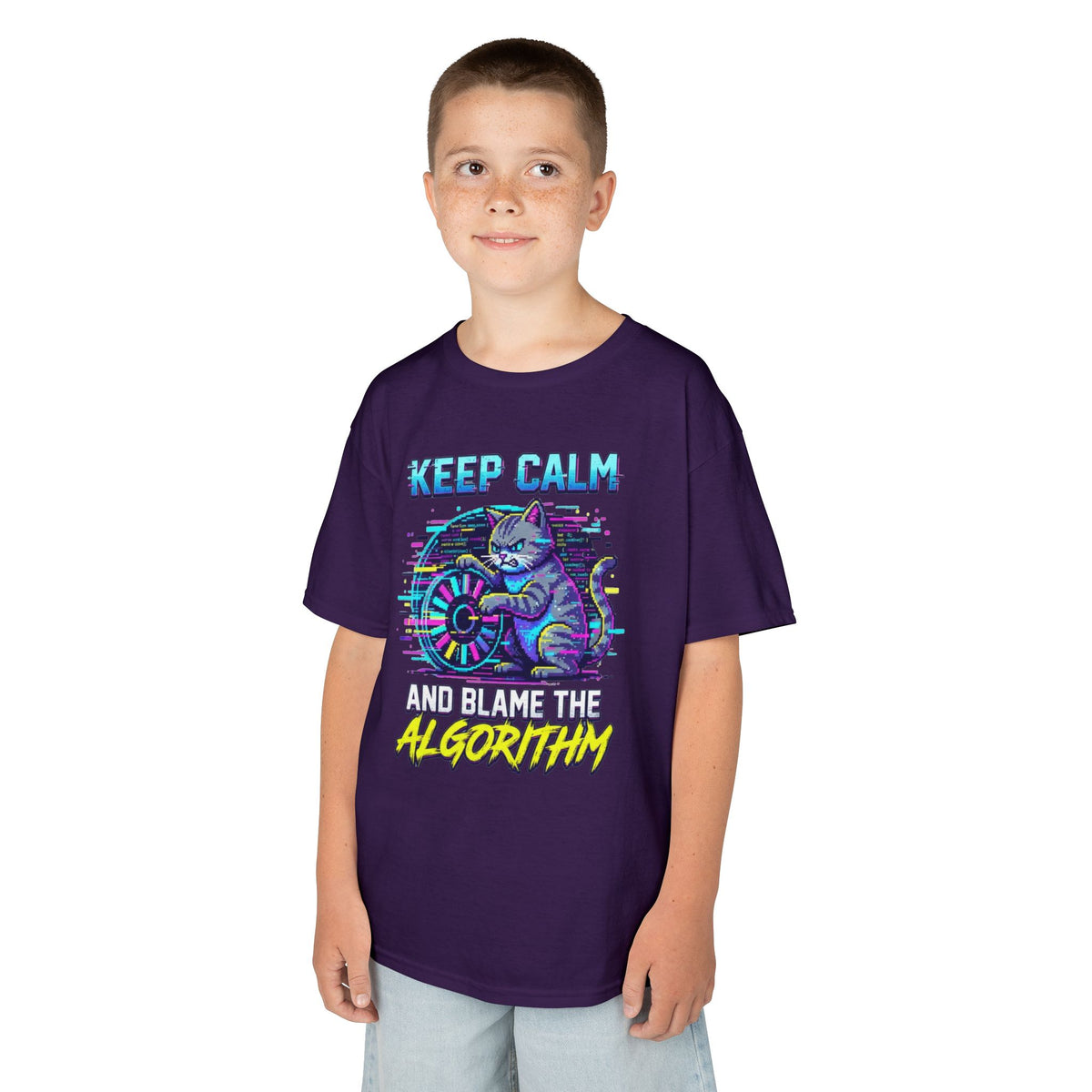 Color: Purple | Keep Calm And Blame The Algorithm Kids Tee