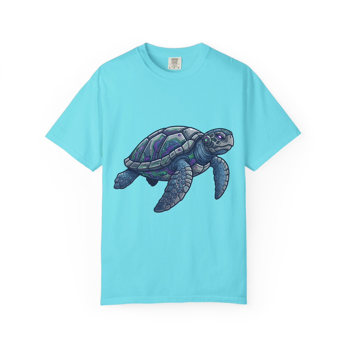Color: Lagoon Blue | Cyber Turtle Unisex Garment-Dyed Tee