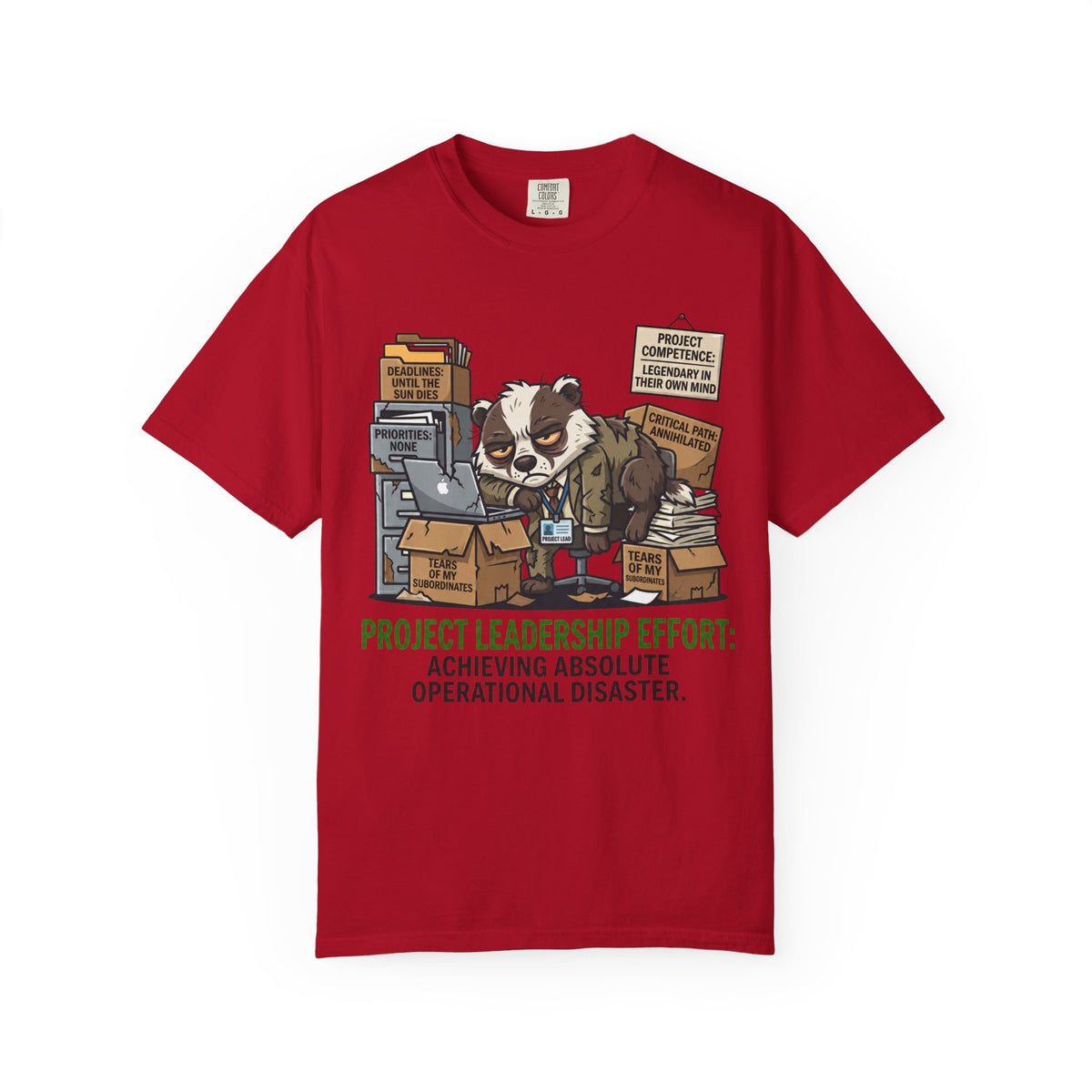Color: Red | Project Leader Unisex Garment-Dyed Tee