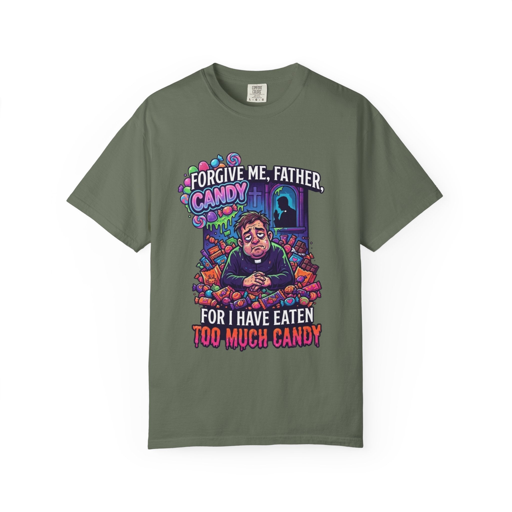 "Forgive Me Father Too Much Candy" Unisex Garment-Dyed Tee