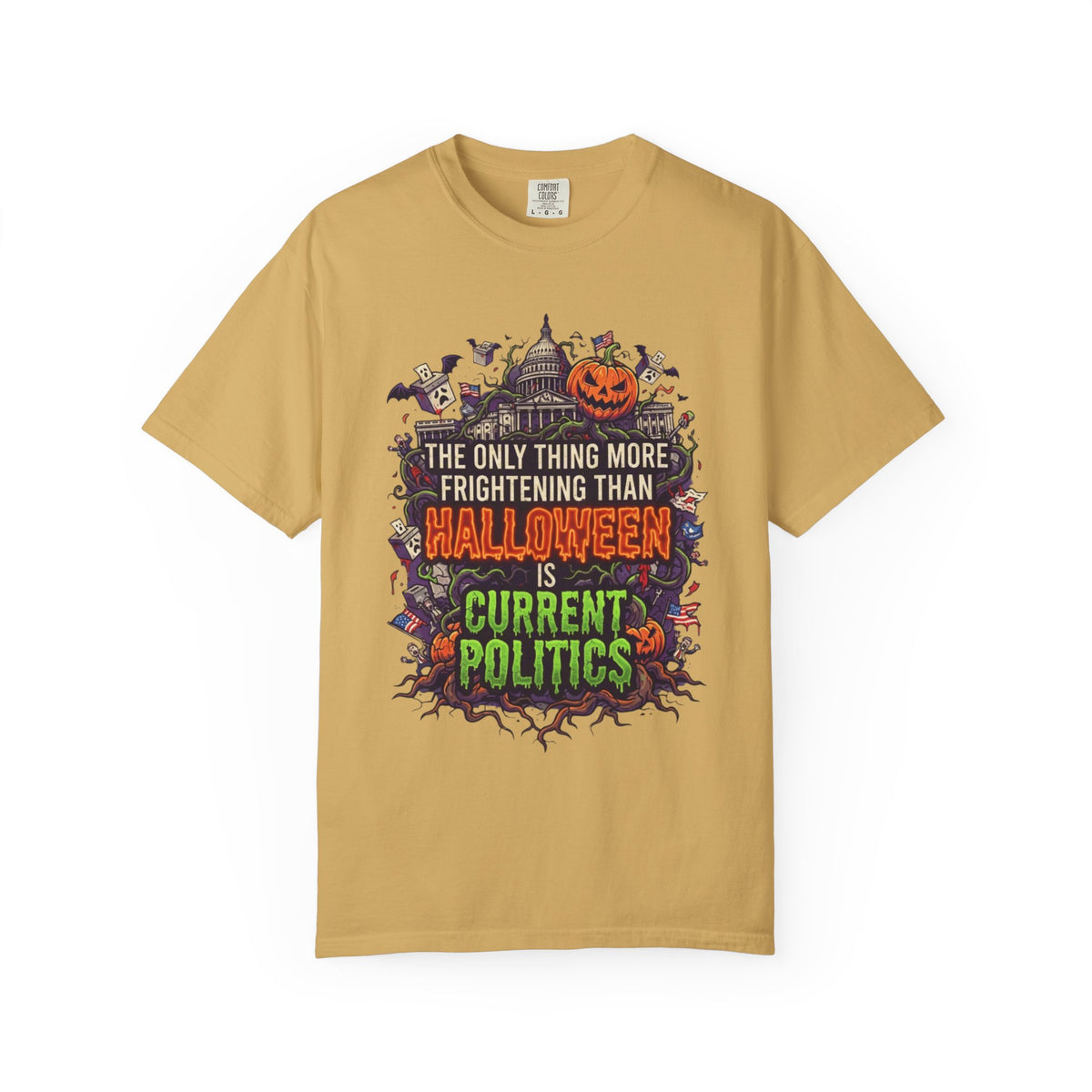 Color: Mustard | Current Politics Unisex Garment-Dyed Tee