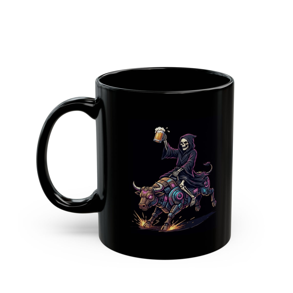 "Reaping the Night Life" Black Ceramic Mug — Graphic