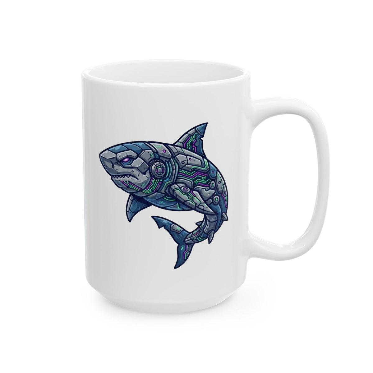 "Cyber Shark" White Ceramic Mug