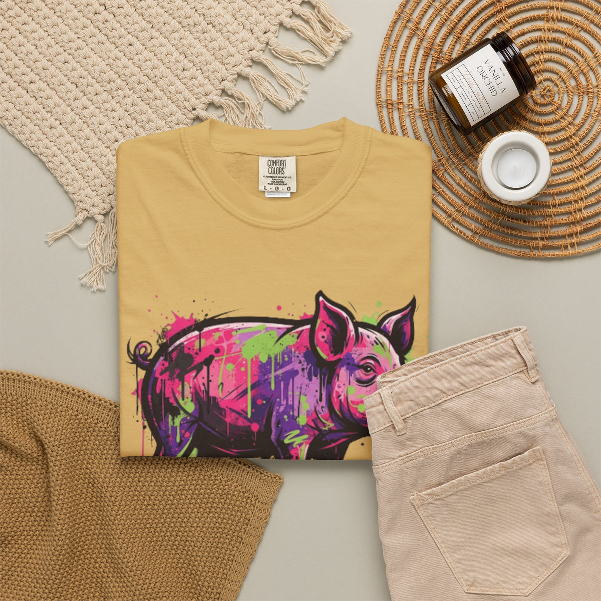 Barnyard Pig Unisex Garment-Dyed Tee
