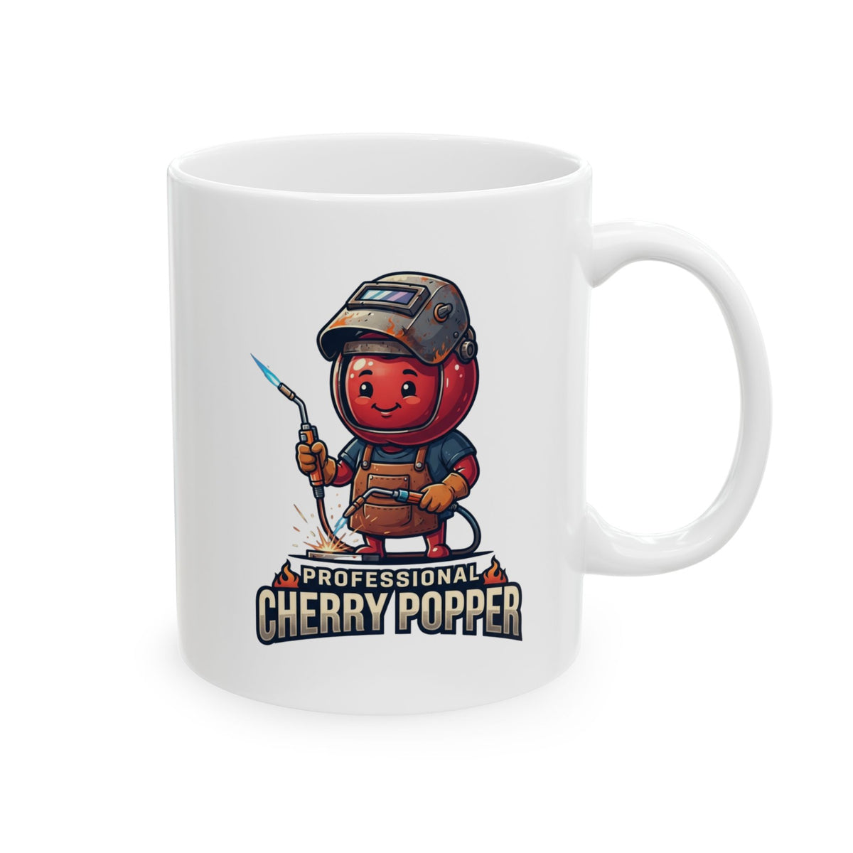 "Professional Cherry Popper" White Ceramic Mug
