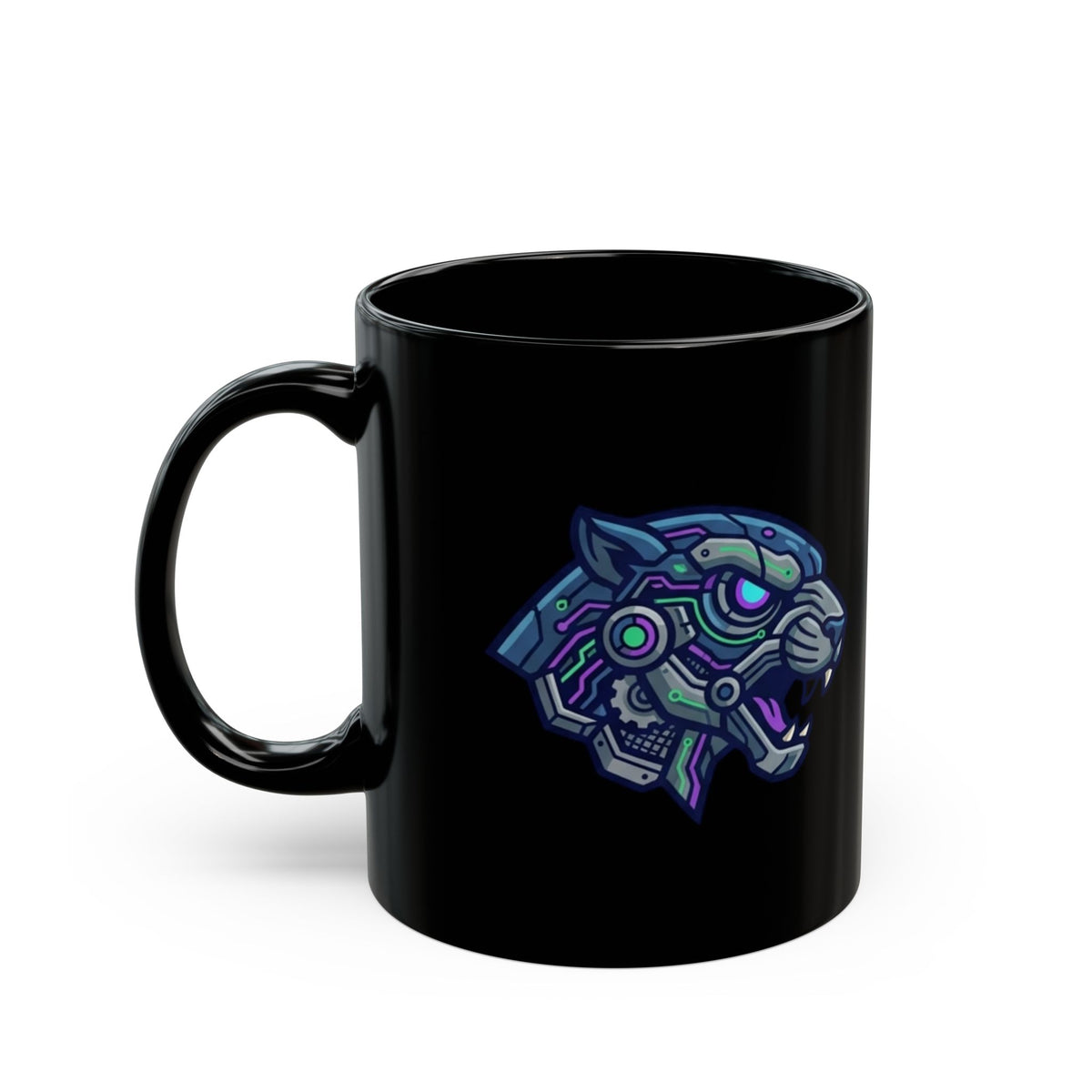 "Cyber Panther" Black Ceramic Mug — Graphic