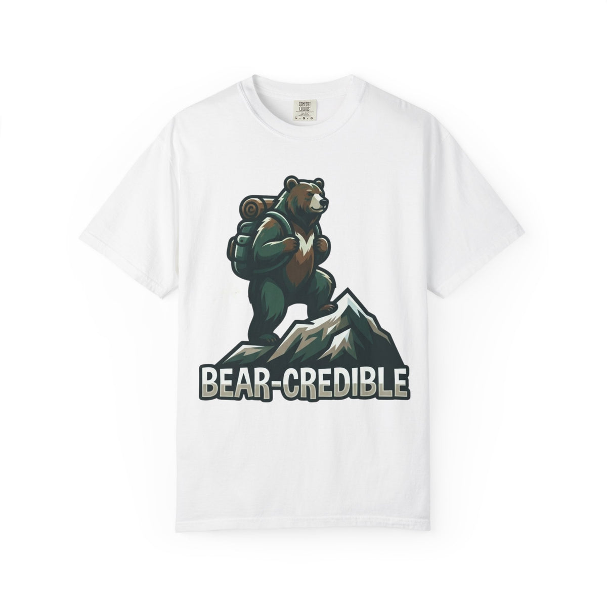 Color: White | Bear Credible Unisex Garment-Dyed Tee