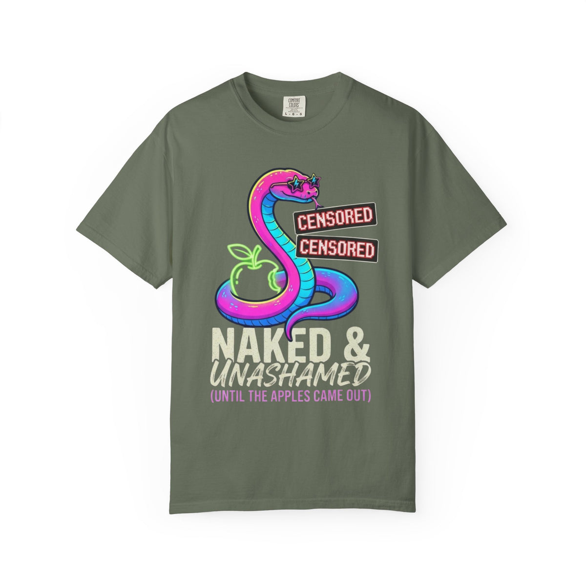 Color: Moss | Good Book Series Naked & Unashamed Unisex Garment-Dyed Tee