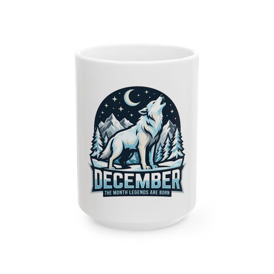 "December Legend" White Ceramic Mug
