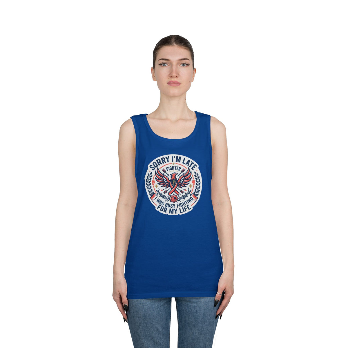 Color: Royal | Sorry I'm Late- Fighting For My Life Tank Top