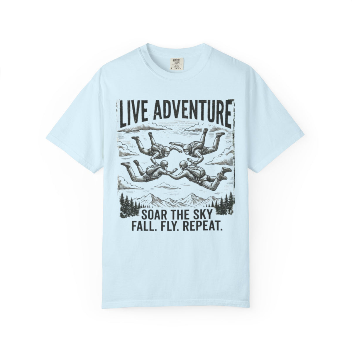 Color: Chambray | Live Adventure - Skydive Unisex Garment-Dyed Tee