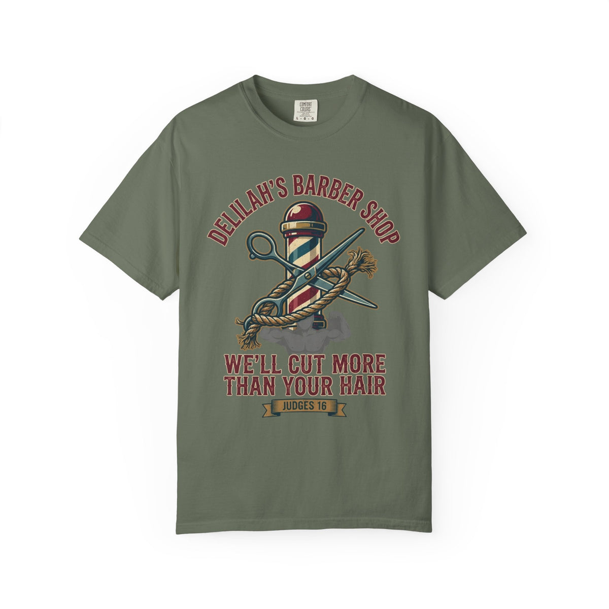 "Good Book Series Delilah's Barber Shop" Unisex Garment-Dyed Tee