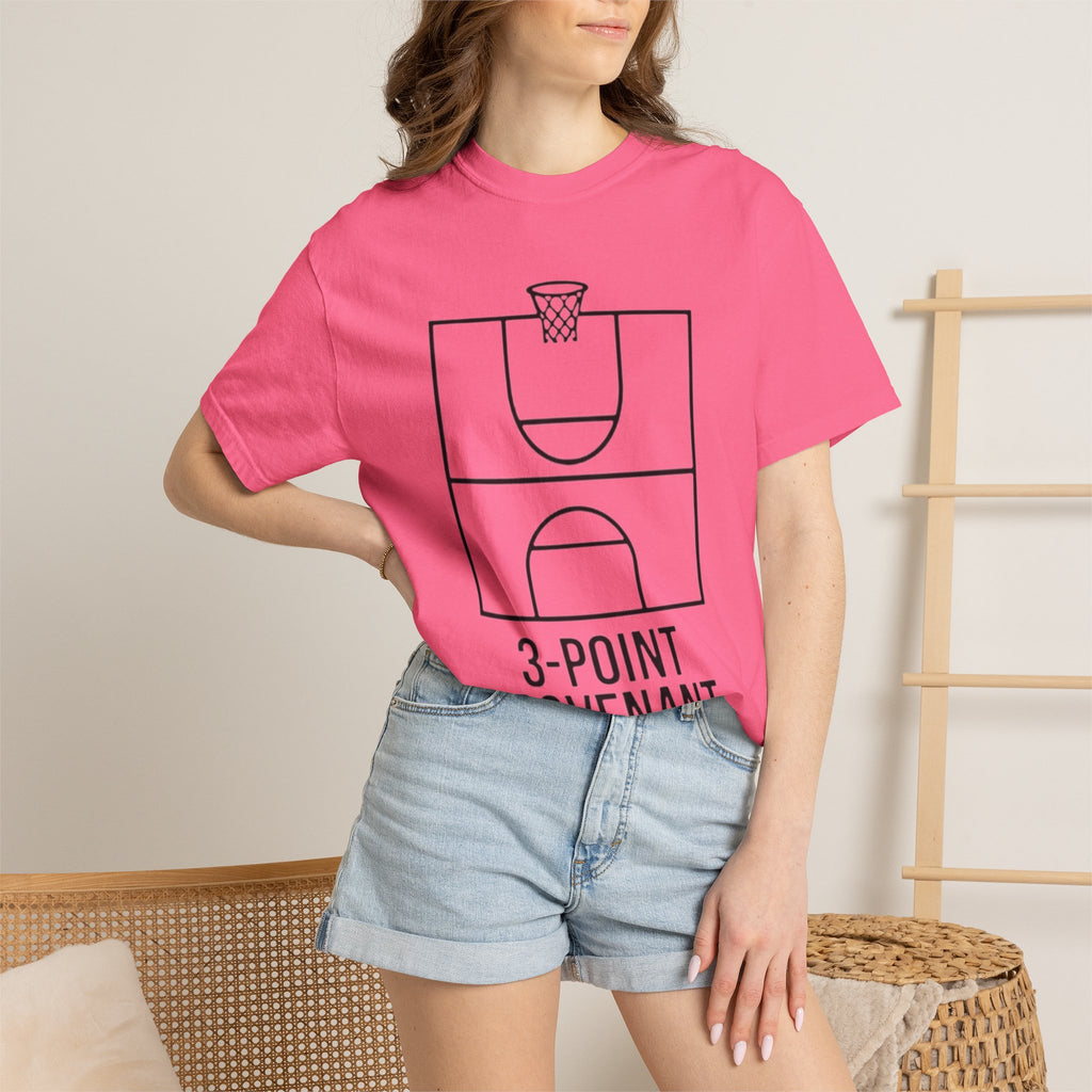 “3‑Point Covenant: Faith, Family, Free Throws" Unisex Garment-Dyed T-shirt