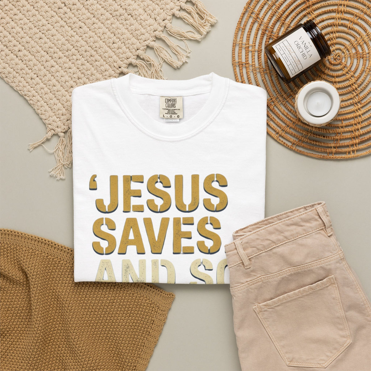 "Good Book Series Jesus Saves and So Should You" Unisex Garment-Dyed Tee