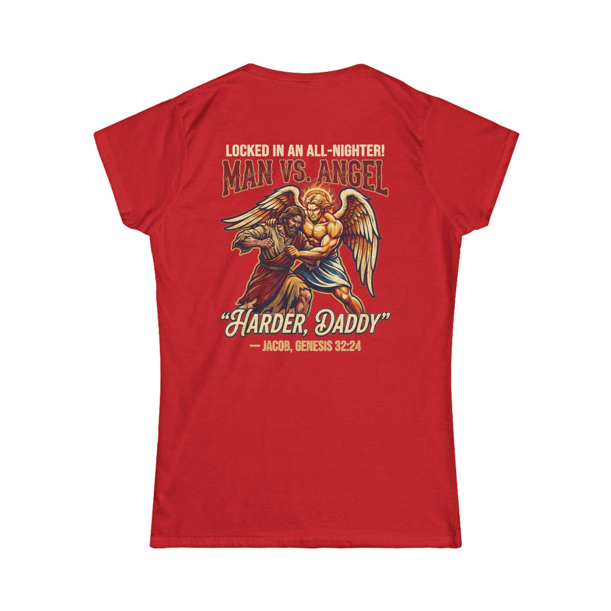 Color: Red | Good Book Series Man vs Angel Women's Tee