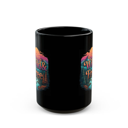 "Wild & Free" Black Ceramic Mug