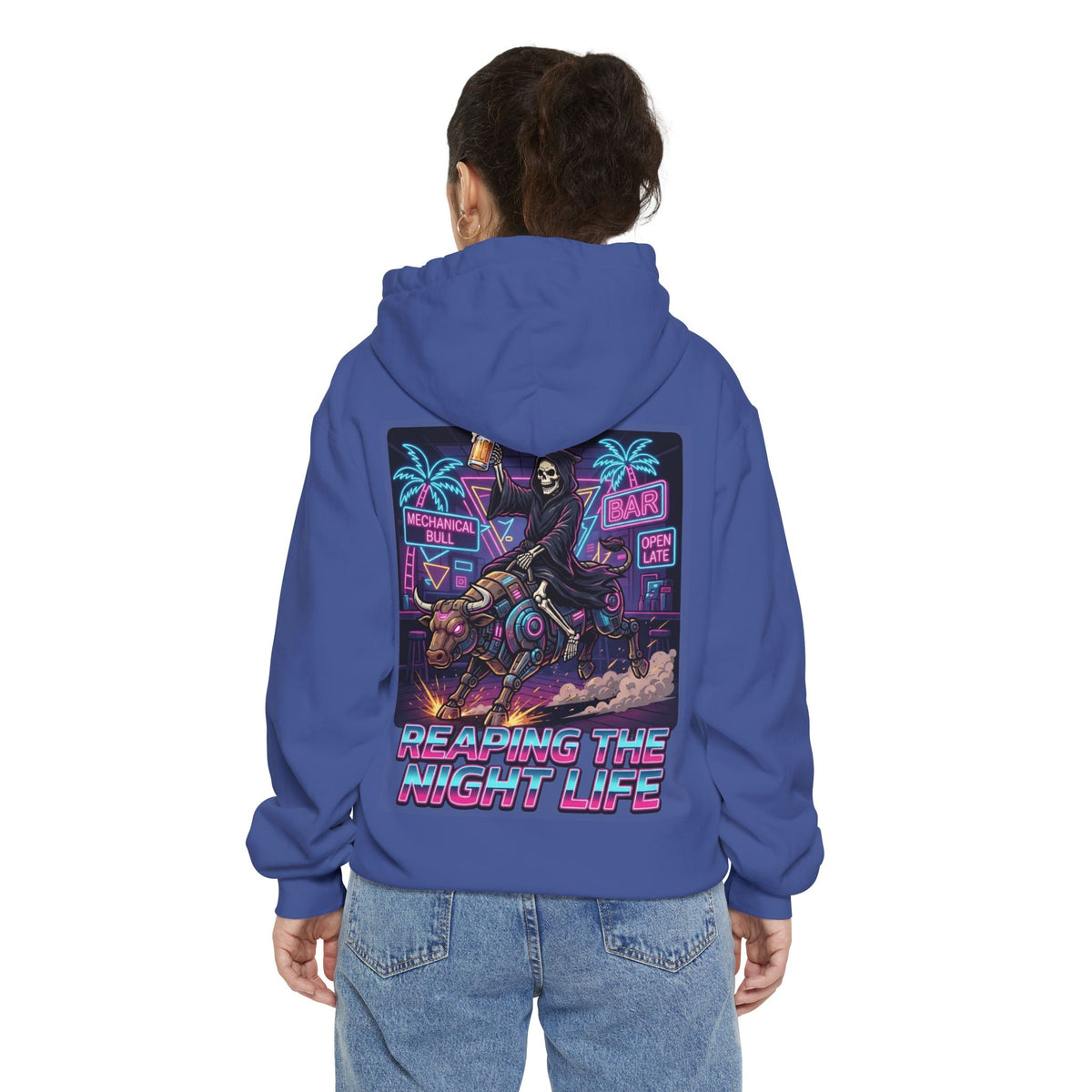 Color: Flo Blue | Reaping the Night Life Garment-Dyed Hoodie