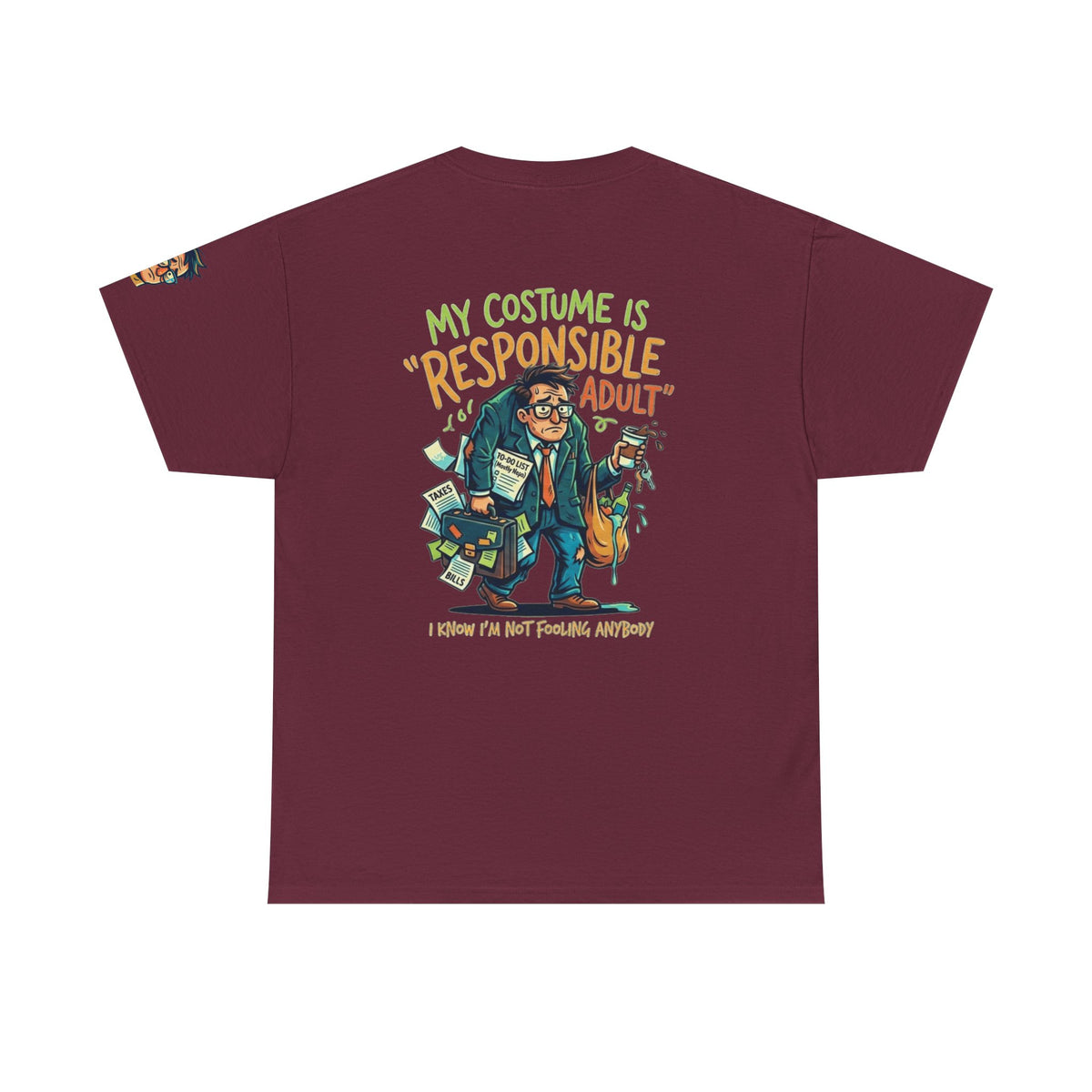 Color: Maroon | Responsible Adult Costume Premium Graphic Tee