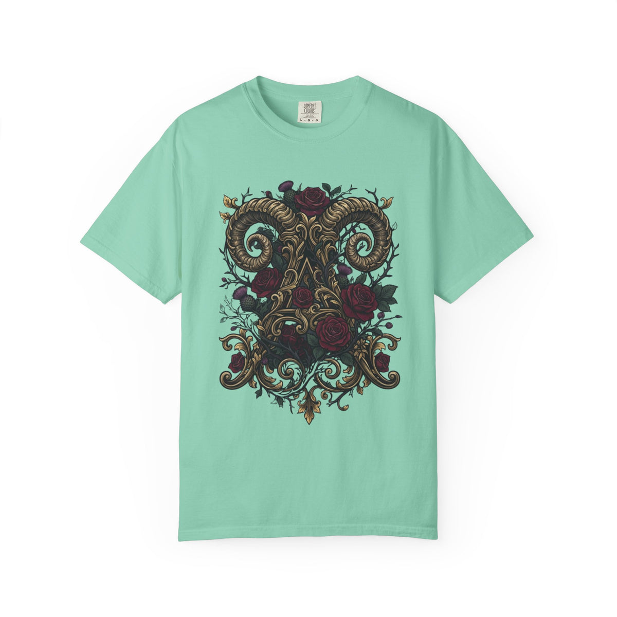 Color: Island Reef | Floral Monogram Aries Unisex Garment-Dyed Tee