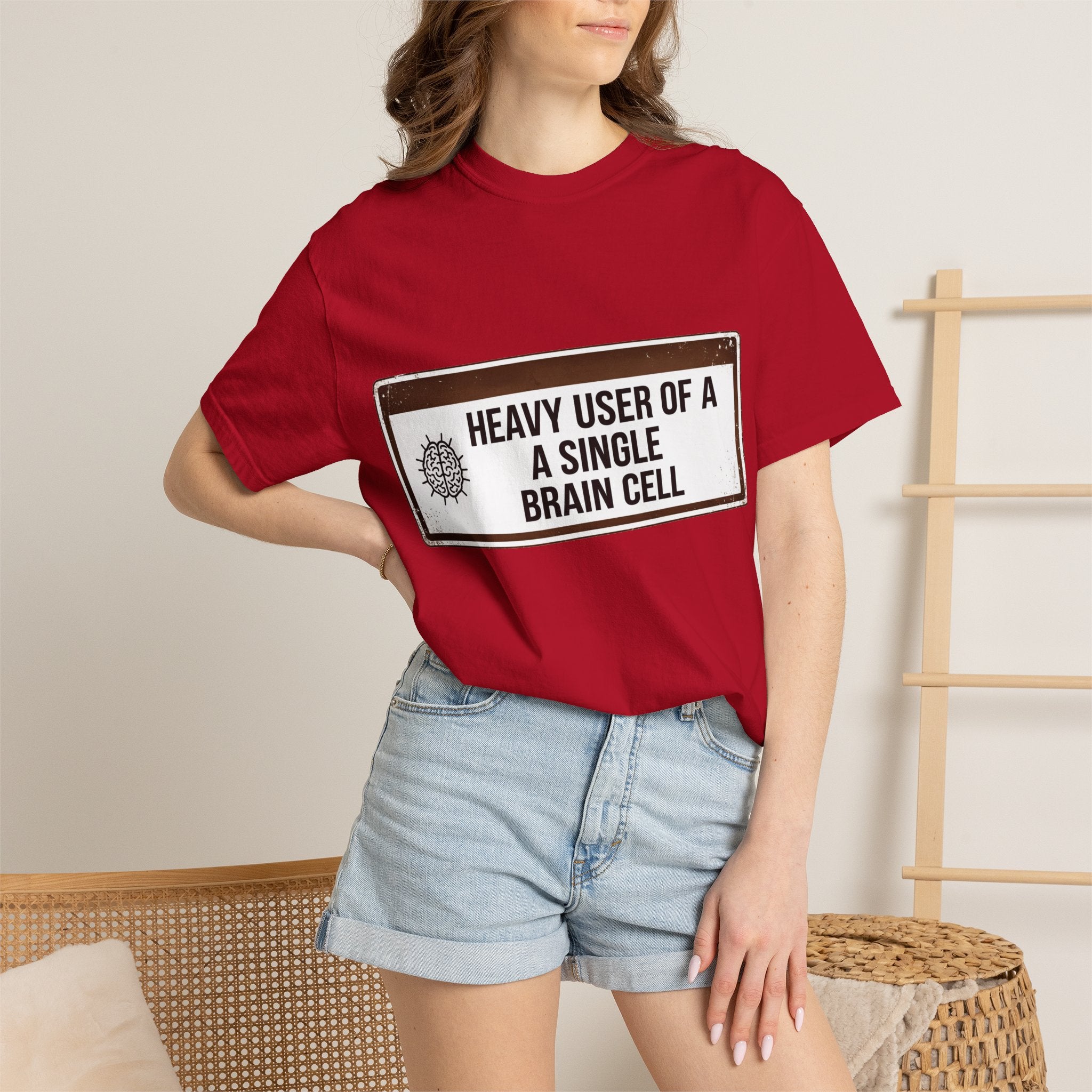 “Heavy User of a Single Brain Cell” Unisex Garment-Dyed T-shirt