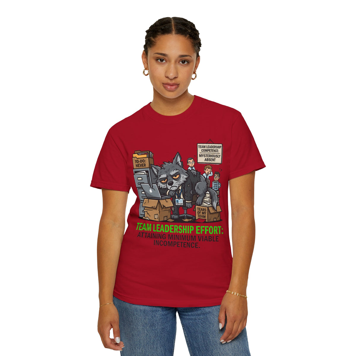 Color: Red | Team Leadership Effort Unisex Garment-Dyed Tee
