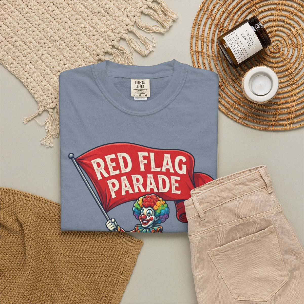 "Red Flag Parade" Unisex Garment-Dyed Tee