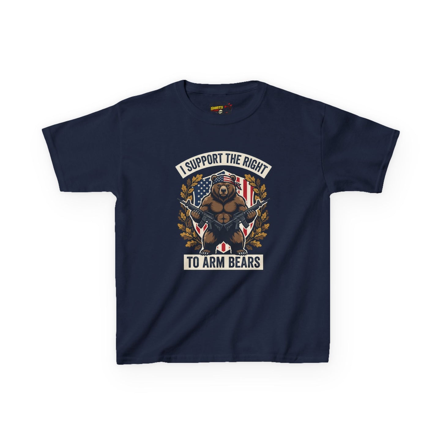 Kids T‑Shirt — "I Support The Right To Arm Bears" Patriotic Bear Graphic Tee