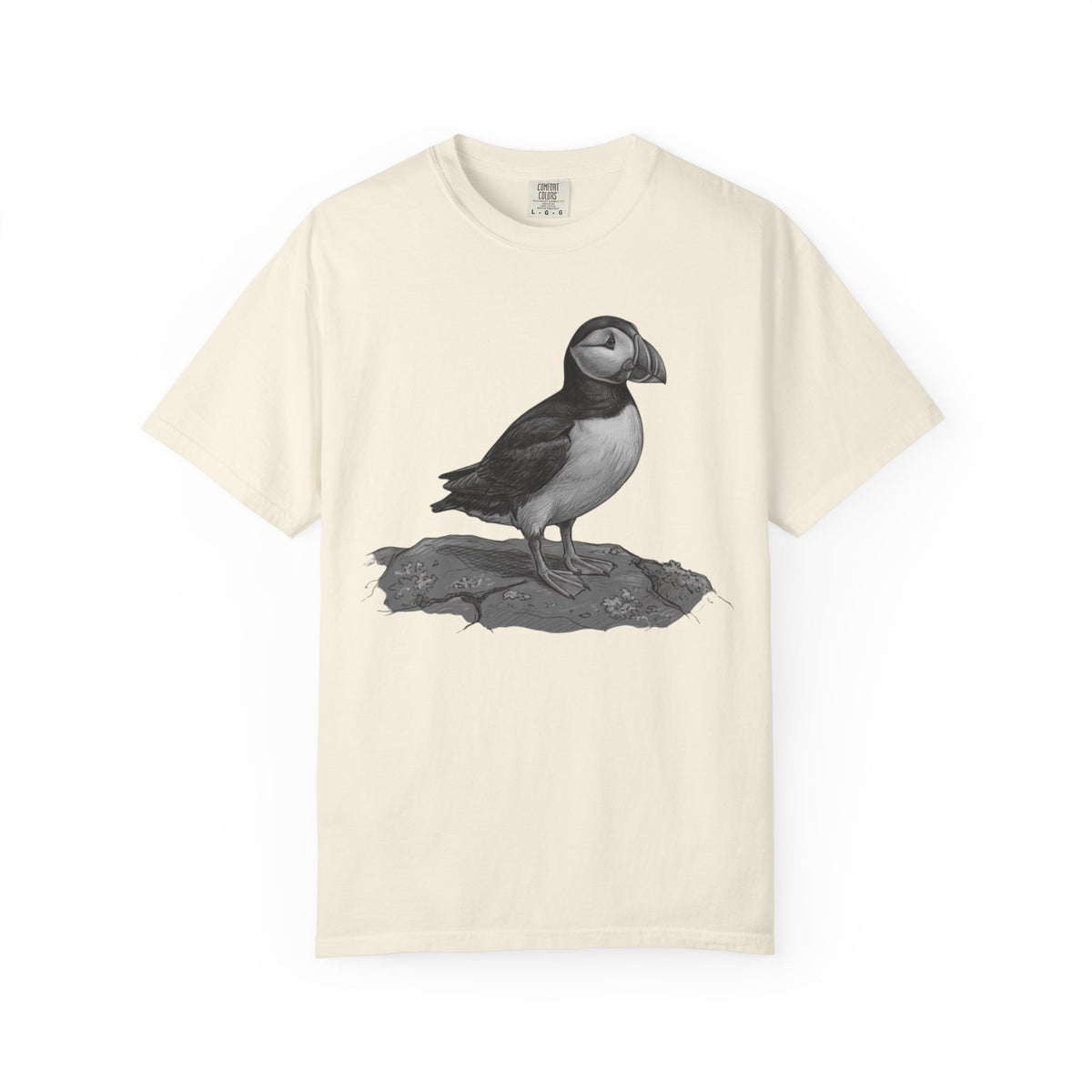 "Pencil Sketch Art Puffin" Unisex Garment-Dyed Tee