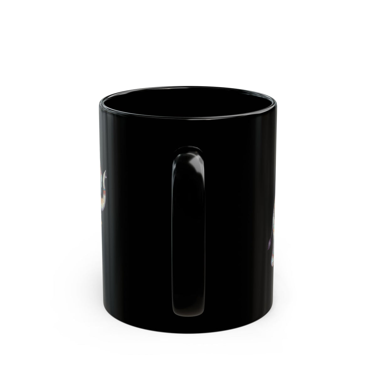 "Hippy Elephant" Black Ceramic Mug