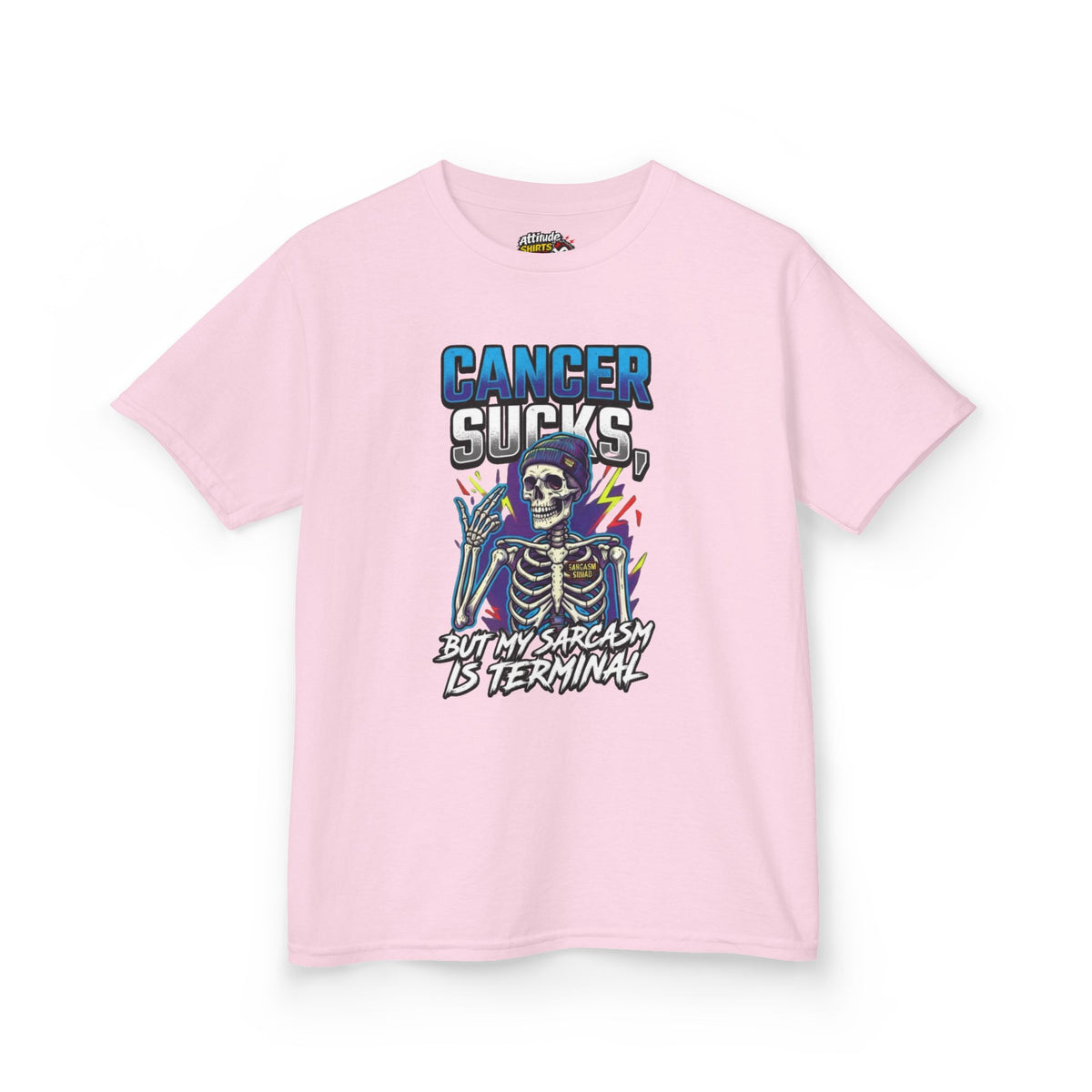 Color: Light Pink | Cancer Sucks But My Sarcasm Is Terminal Kids Tee