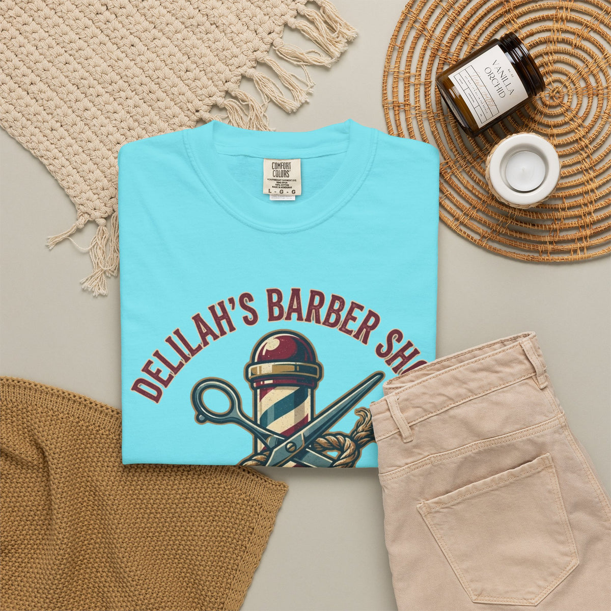 "Good Book Series Delilah's Barber Shop" Unisex Garment-Dyed Tee