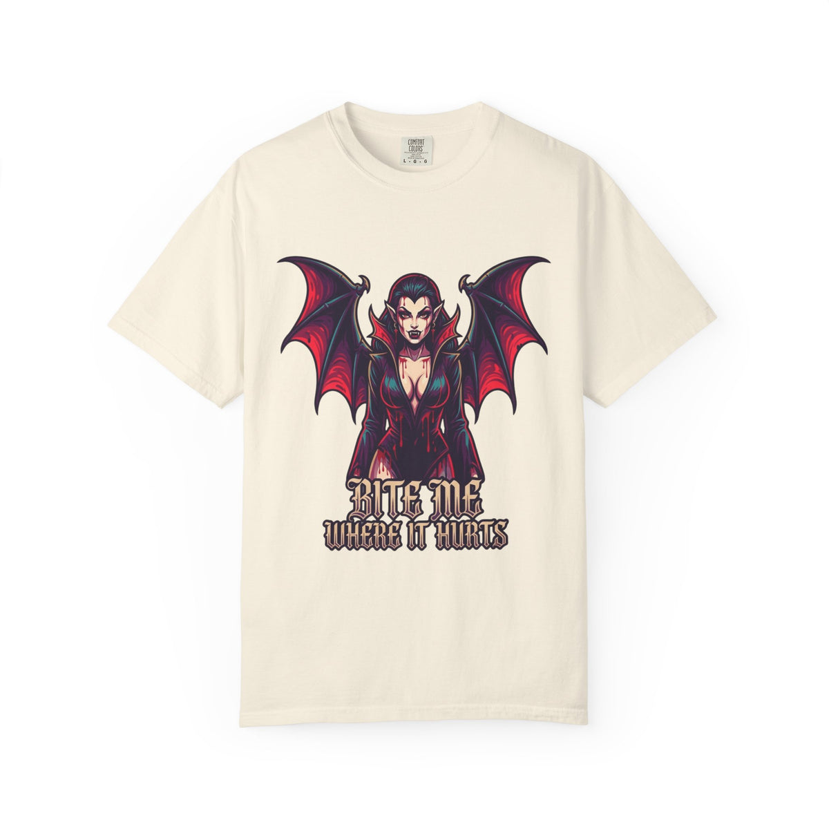 Color: Ivory | Bite Me Where It Hurts Unisex Garment-Dyed Tee