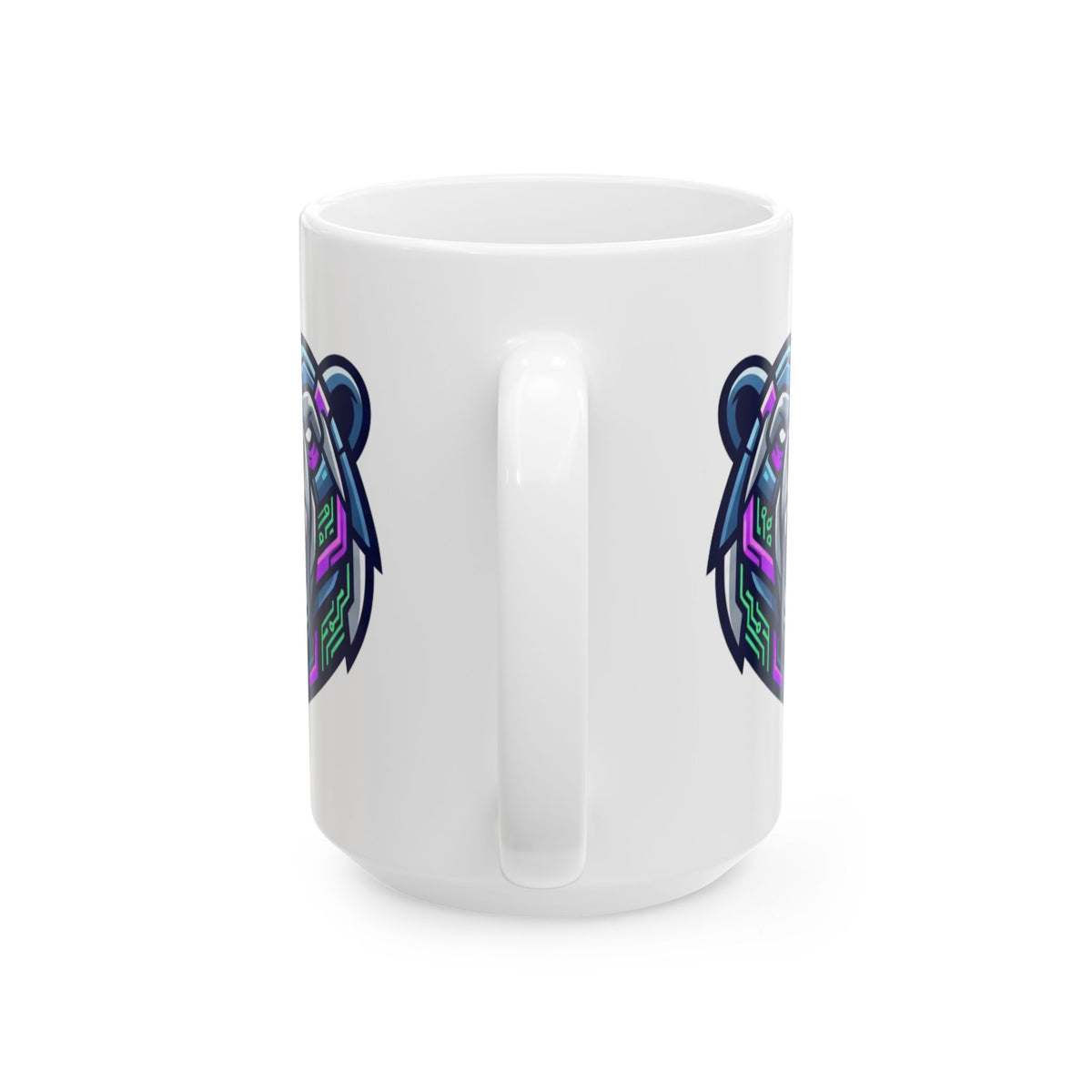 "Cyber Bear" White Ceramic Mug — Graphic