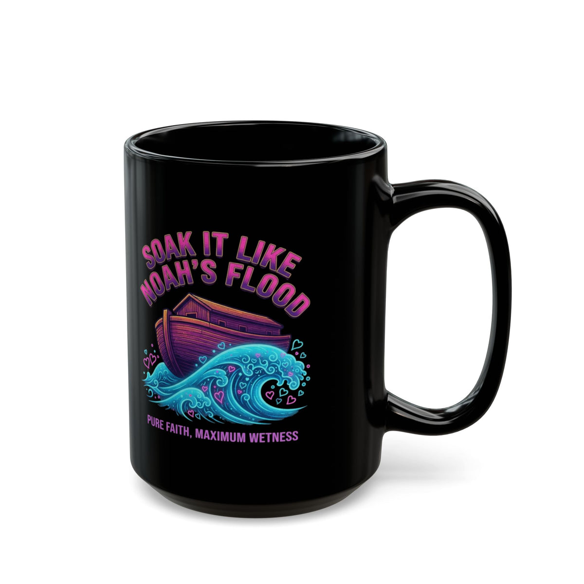 "Good Book Series Soak it Like Noah's Flood" Black Ceramic Mug
