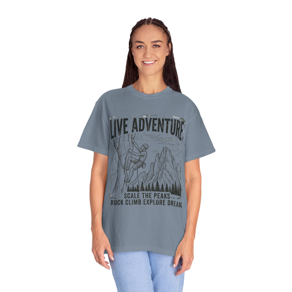 "Live Adventure - Climb" Unisex Garment-Dyed Tee