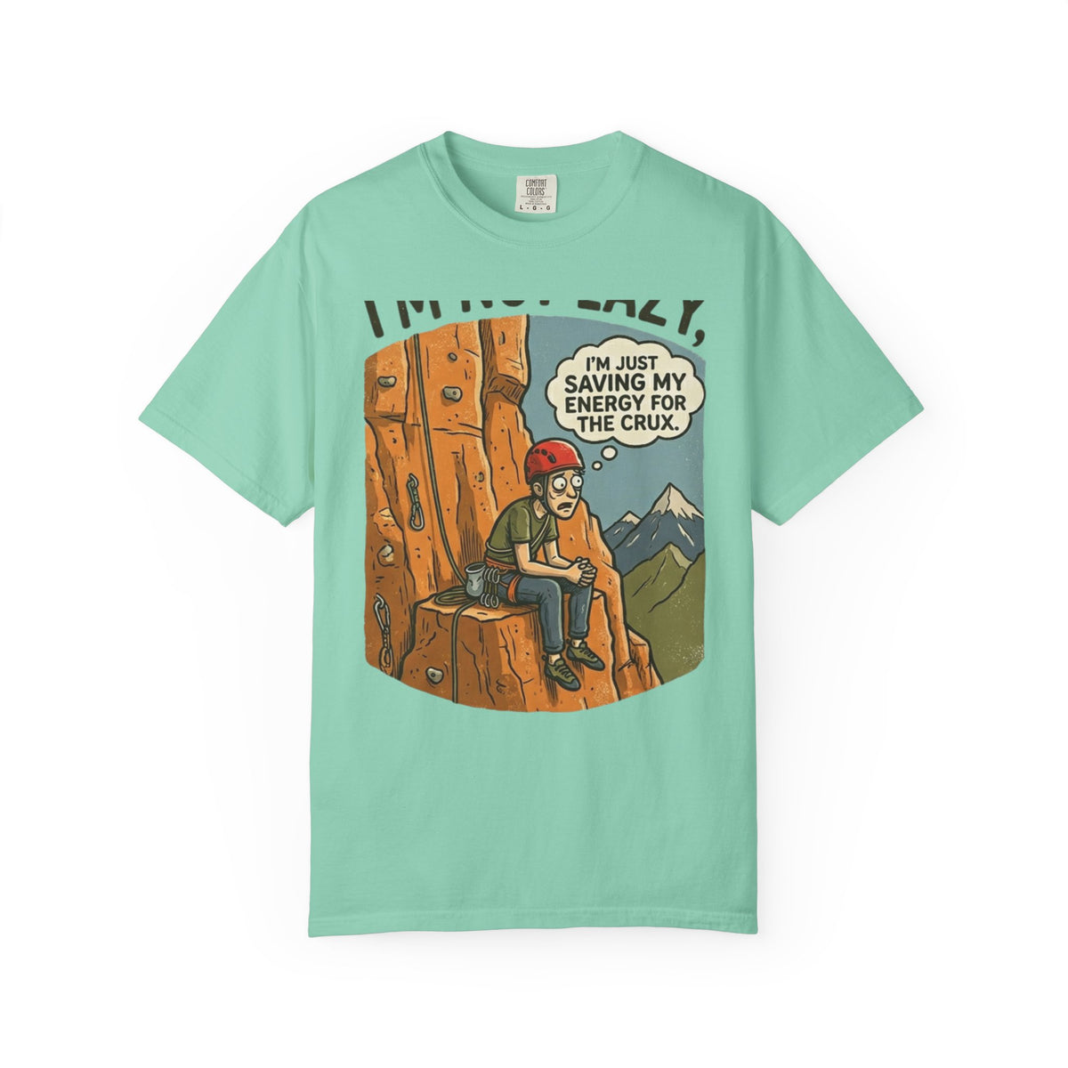 Color: Island Reef | Saving Energy for the Crux Unisex Garment-Dyed Tee