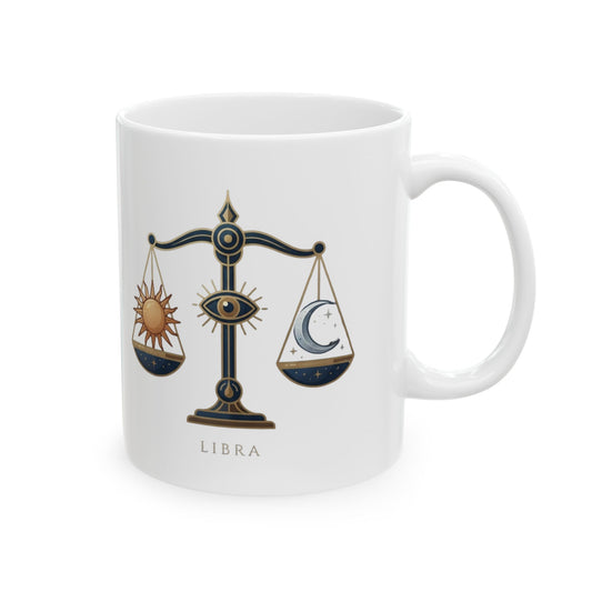 "Libra The Balanced Scales" White Ceramic Mug