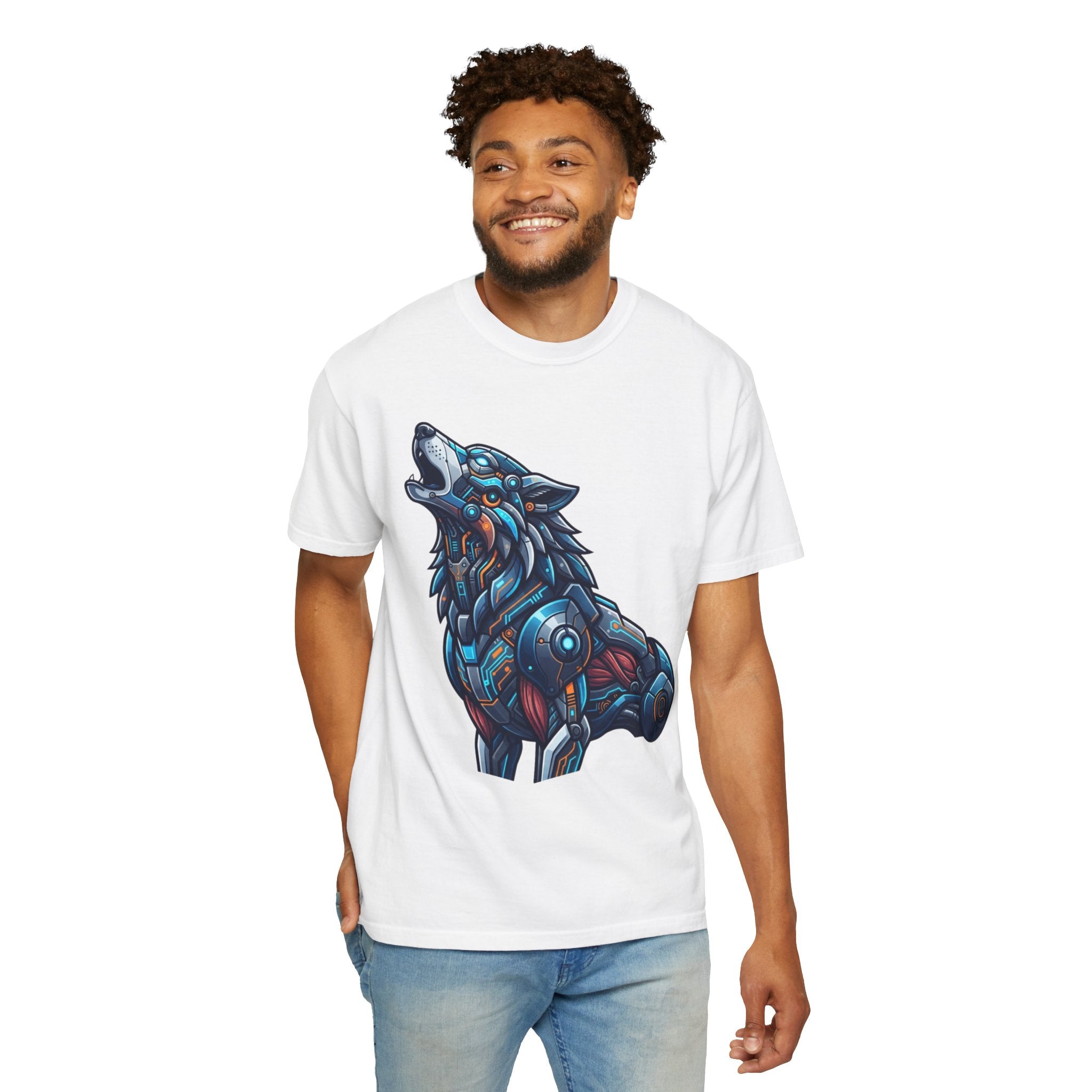 "Cyber Wolf" Unisex Garment-Dyed Tee