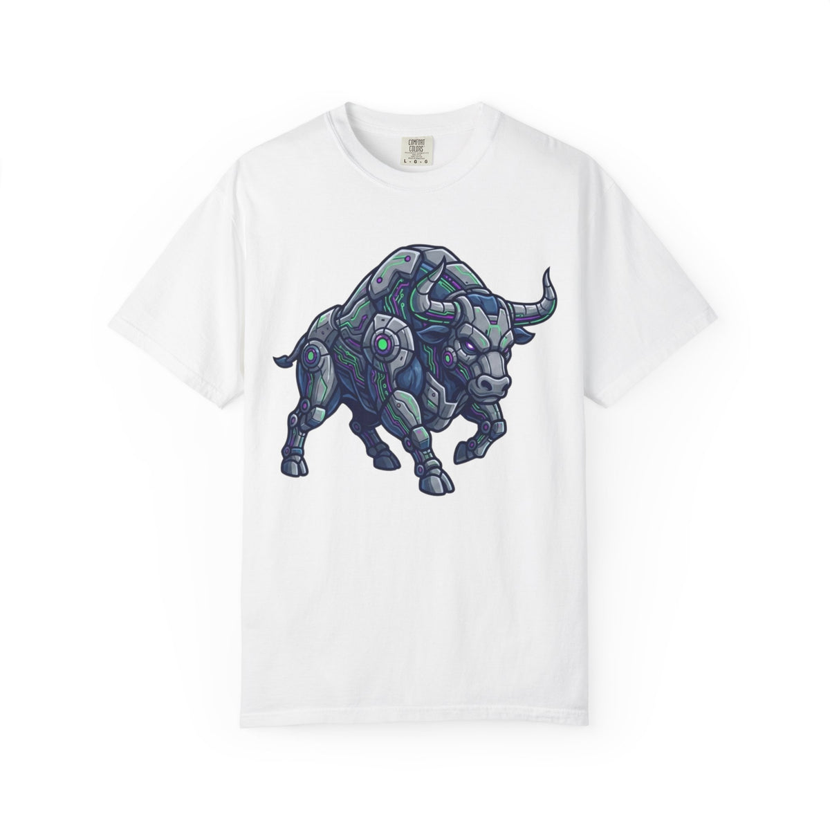 Color: White | Cyber Bull Unisex Garment-Dyed Tee
