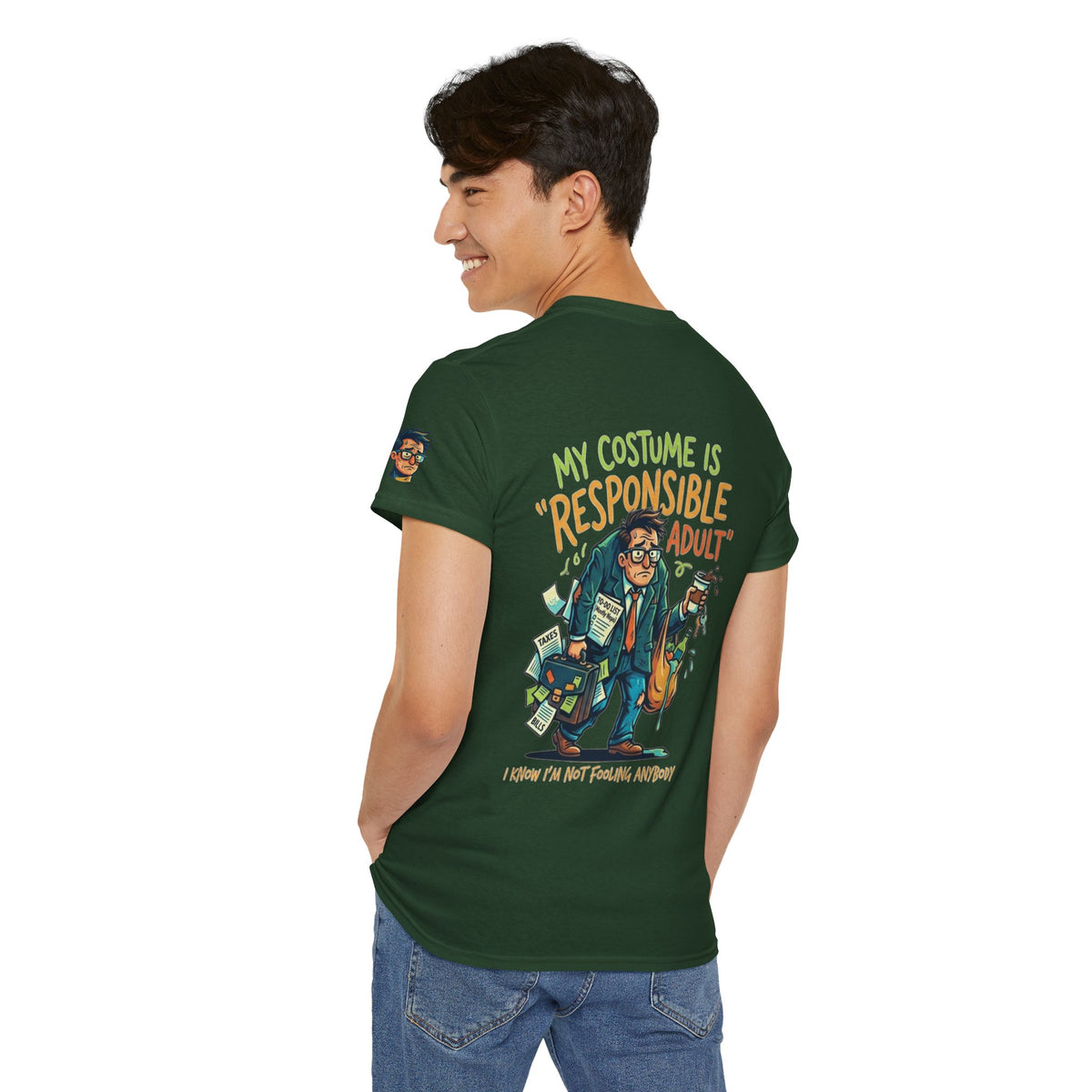 Color: Forest Green | Responsible Adult Costume Premium Graphic Tee