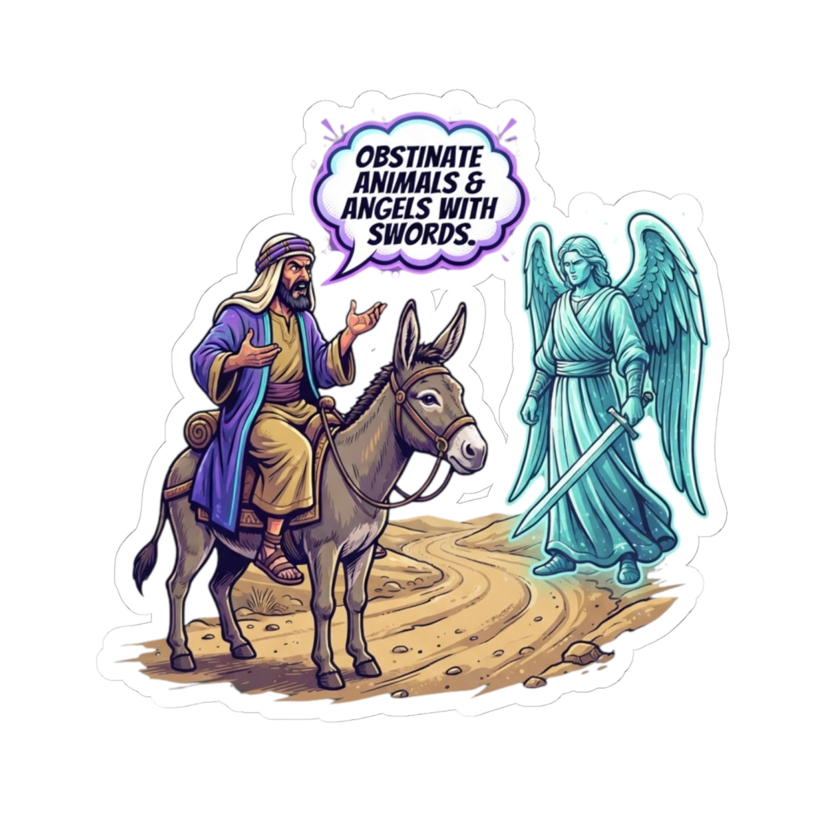 "Good Book Series Obstinate Animals & Angels With Swords" Sticker — Main